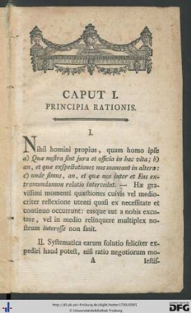 Caput I. Principia Rationis.