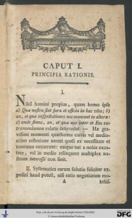 Caput I. Principia Rationis.