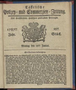 25tes Stueck, Montag den 18ten Junius. 1787