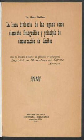 La línea divisoria de las aguas como elemento fisiográfico y principio de demarcación de límites