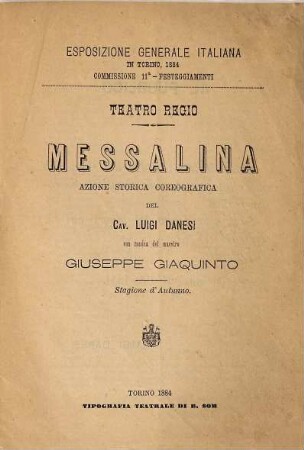 Messalina : azione storica coreografica ; Teatro Regio, stagione d'autunno