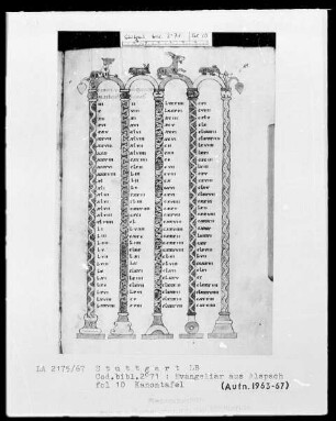 Evangeliar aus Alspach (Elsass) — ---, Folio 10rectoKanontafel