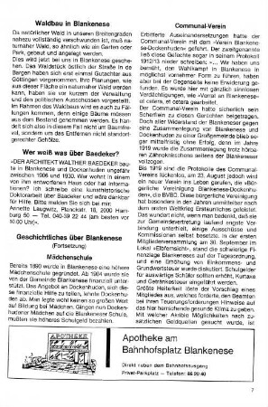Geschichtliches über Blankenese : Mädchenschule (Fortsetzung)
