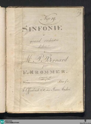 Sinfonie à grand orchestre : Oeuvre 40
