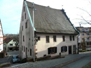 Stadtbild - Ehemannsches Haus (erbaut 1588) - Ansicht von Westnordwesten über Traufseite in Übersicht