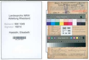 Entnazifizierung Elisabeth Haesslin , geb. 04.09.1900 (Privatlehrerin)