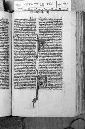 Biblia sacra mit Missale — Initiale A mit Judith am Bett des Holofernes, Folio 220recto