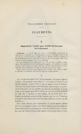 Troisième section. Jugements