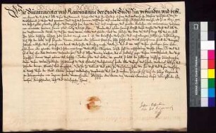 Bürgermeister und Rat der Stadt Bautzen leihen sich von Blasius Puschbeck, Ratsherr in Bautzen, 600 Mark gegen einen jährlichen Zins von sechs Prozent. Ein Nachtrag vermerkt, dass das Darlehen am 8. Januar 1601 zurückgezahlt wurde.