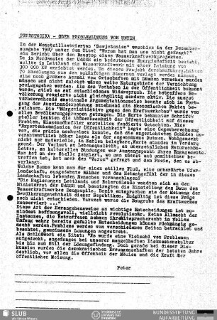 Perestroika - oder Problemlösung von unten