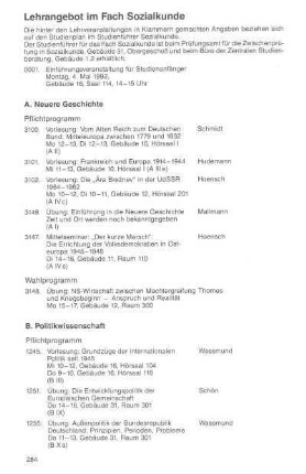 Zentrale Einrichtungen und sonstige Veranstaltungen