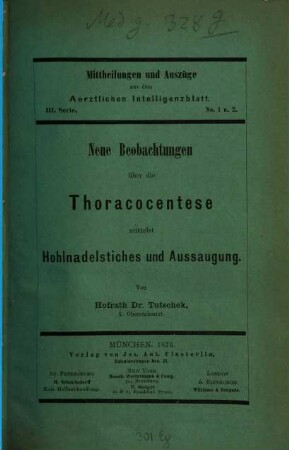 Ärztliches Intelligenzblatt. Mittheilungen und Auszüge. 3, 3. 1876