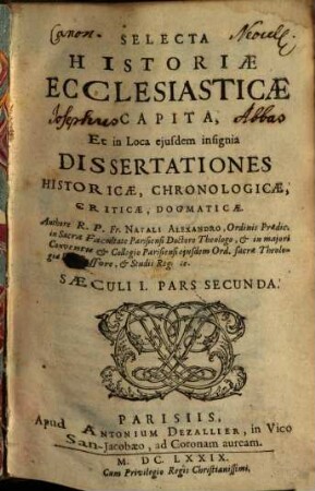 Selecta historiae ecclesiasticae capita : et in loca ejusdem insignia, dissertationes historicae, chronologicae, criticae, dogmaticae. 2, Saeculi I ; Pars 2