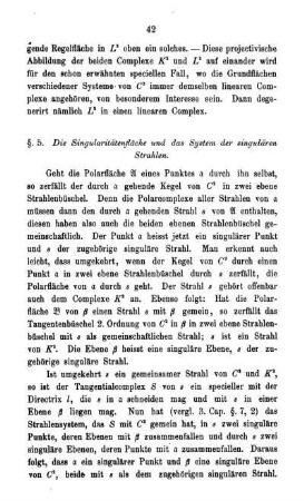 § 5. Die Singularitätenfläche und das System der singulären Strahlen.