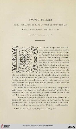 2. Pér. 30.1884: Jacopo Bellini et la renaissance dans l'italie septentrionale, [2] : d'apres le recueil récemment acquis par le Louvre