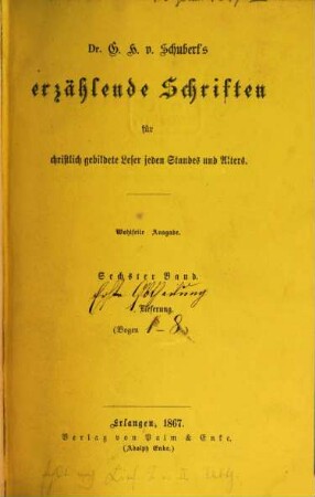 Erzählende Schriften zur christlich gebildete Leser jeden Standes und Alters, 6