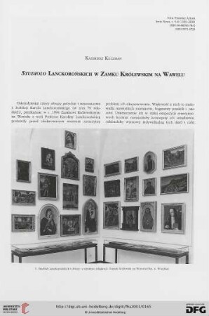 N.S. 5/6.2001: "Studiolo" Lanckorońskich w Zamku Królewskim na Wawelu