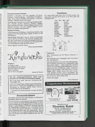 Leserbrief Betr.: Kinderecke