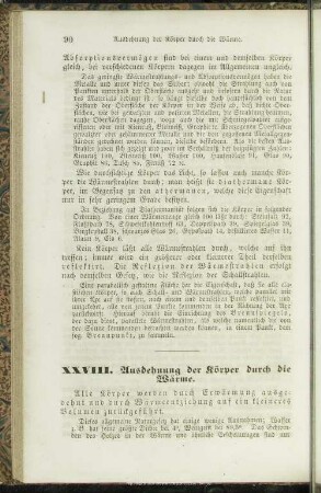 XXVIII. Ausdehnung der Körpers durch die Wärme