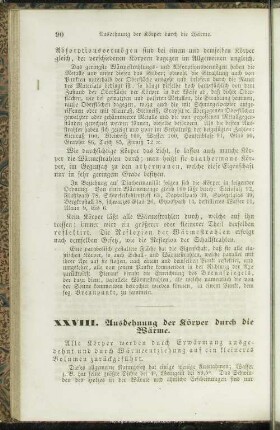 XXVIII. Ausdehnung der Körpers durch die Wärme