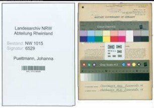 Entnazifizierung Johanna Puettmann , geb. 08.08.1895 (Einzelhaendlerin)