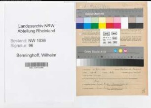 Entnazifizierung Wilhelm Benninghoff , geb. 10.07.1890 (Arbeiter)
