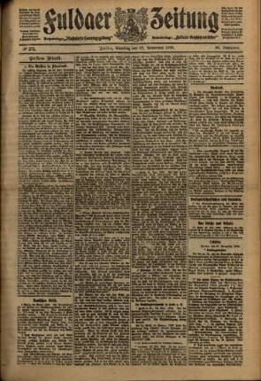Erste Ausgabe vom Samstag, den 27. November 1909.