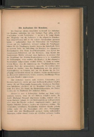 Die Aufnahme der Kranken.