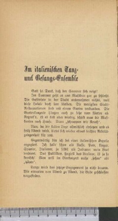 Im italienischen Tanz- und Gesangs-Ensemble