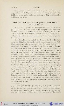 Tiefe des Eindringens des erregenden Lichtes und der Kathodenstrahlen