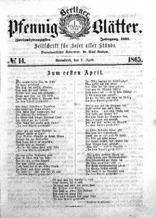 No. 14, Sonnabend, den 1. April