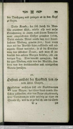 66. Oefters entsteht der Kopfweh von einem üblen Magen