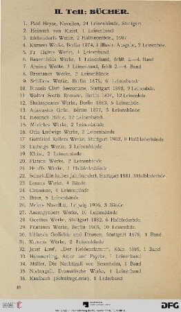 II. Teil: Bücher (Nr. 1-215)