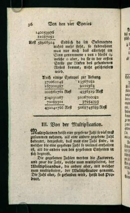 36-58, III. Von der Multiplication - IV. Von der Division