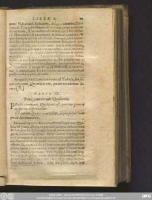 Caput IX. Praedicamentum Qualitatis.
