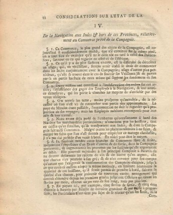 IV. De la navigation aux Indes & hors de ces provinces, rélativement au commerce privé de la Compagnie