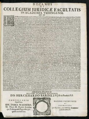 Decanus Et Collegium Juridicae Facultatis In Academia Tubingensi, Lect. Sal.