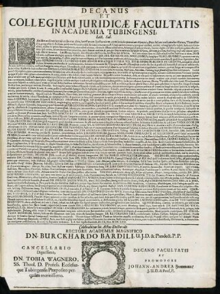 Decanus Et Collegium Juridicae Facultatis In Academia Tubingensi, Lect. Sal.