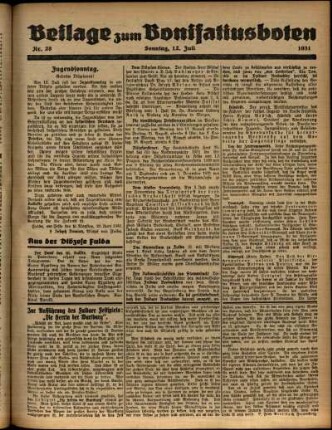 Zweite Ausgabe vom Sonntag, den 12. Juli 1931.