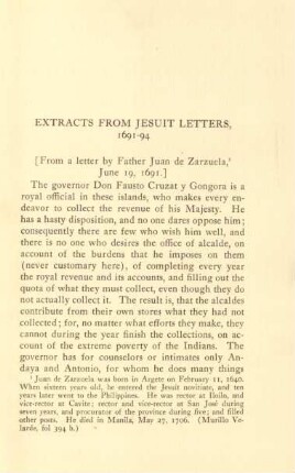 Extracts from Jesuit letters, 1691-94