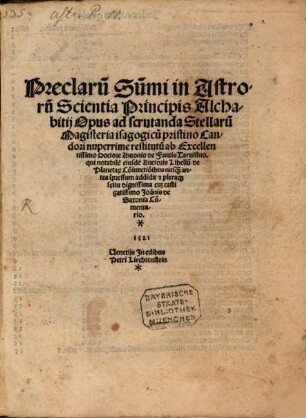 Praeclarum opus ad scrutanda stellarum magisteria isagogicum
