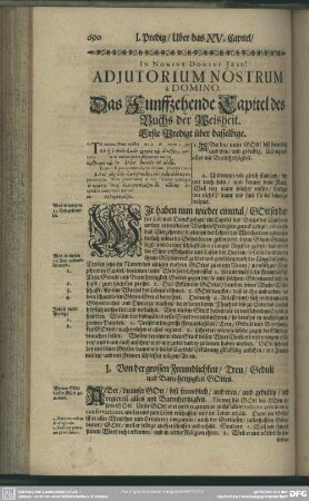 Das Funffzehende Capitel des Buchs der Weisheit