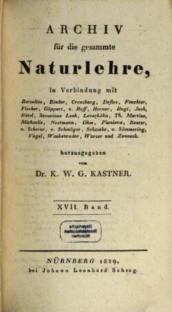 Archiv für die gesammte Naturlehre. 17, 17 (1829)