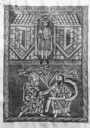 Codex Vyssegradensis / Kodex vyšehradský — Prophezeiung Jesajas und die porta clausa, Folio 4v
