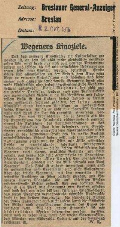 Kritik aus Breslauer Generalanzeiger (22.10.1916)