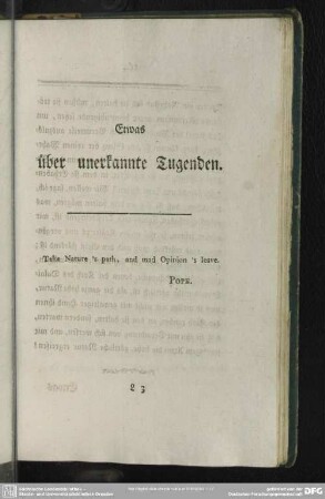 Etwas über unerkannte Tugenden