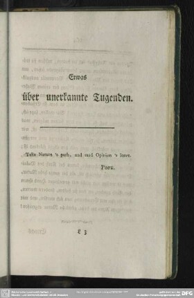 Etwas über unerkannte Tugenden