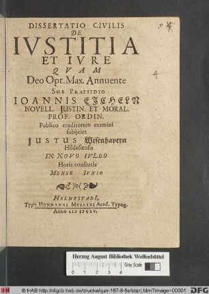 Dissertatio Civilis De Iustitia Et Iure