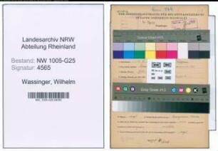 Entnazifizierung Wilhelm Wassinger , geb. 10.06.1904 (Einzelhaendler)