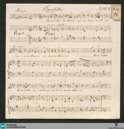 Benedictus - JWK Mus.Ms. 16 : T, org; f; StrK WoO 6.11